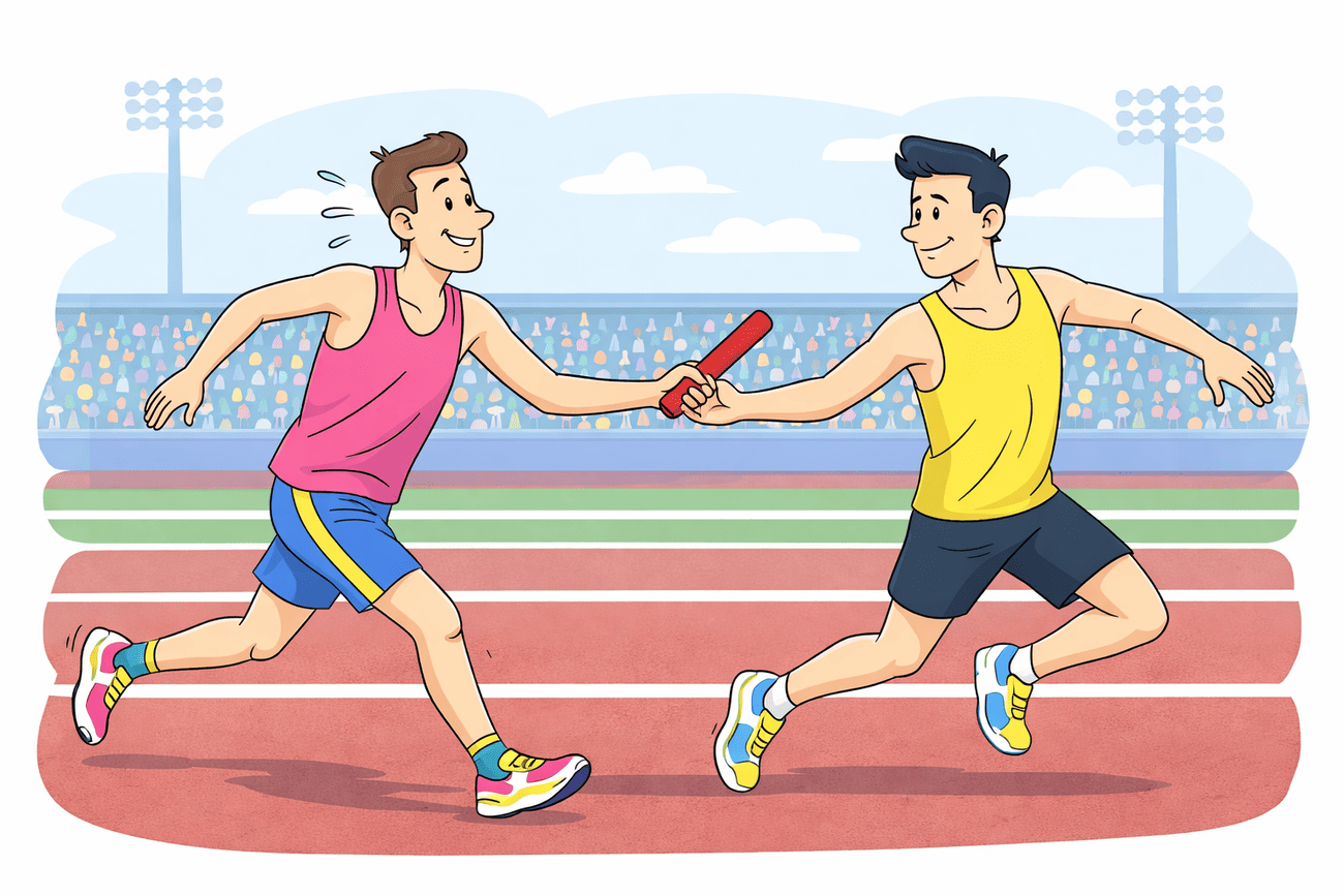 Иллюстрация глагола relay